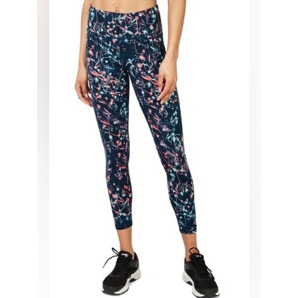 Sweaty Betty Power Workout Leggings Beetle Blue Mystical Floral Medium EUC